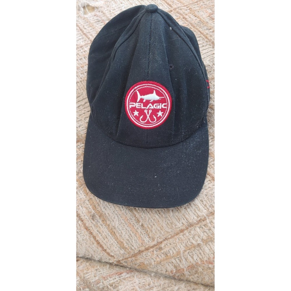 Black pelagic fishing snap back baseball cap